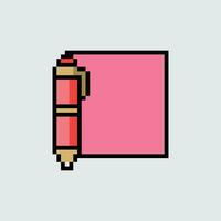 a pink square with a pen and a note vector