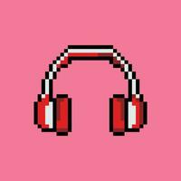 pixel art headphones on pink background vector