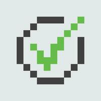 a pixel icon of a check mark in a circle vector