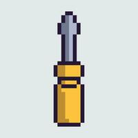 a screwdriver in pixel style on a white background vector