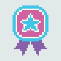 pixel star badge icon vector illustration