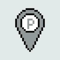 a pixelated map pointer icon on a gray background vector