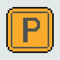 a pixelated yellow and orange parking sign vector