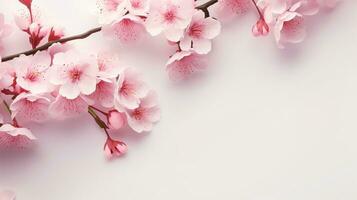 AI generated Sakura Flowers Isolated on the Minimalist Background with Copy Space photo