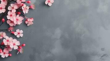 AI generated Sakura Flowers Isolated on the Minimalist Background with Copy Space photo