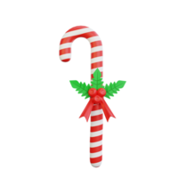 3D illustration of a Christmas candy cane icon png