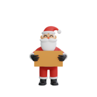 3d renderen van de kerstman Holding een houten bord png