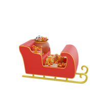 3D illustration of a Christmas sleigh with a gift icon png