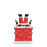 3d rendering of Santa entering the chimney png