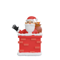 3d rendering Santa Surprise Visit through chimney png