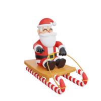 3d Rendern Santa Süßigkeiten Stock Schlitten Reiten png