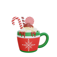 3D illustration of a Christmas hot chocolate icon png