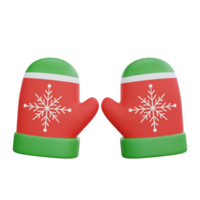 3D illustration of a Christmas gloves icon png