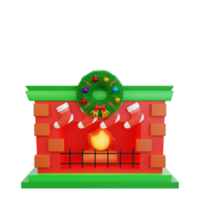 3D illustration of a Christmas fireplace icon png