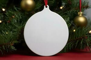 AI generated Blank Round Shape Christmas Ornament, Christmas Ornament Mockup photo