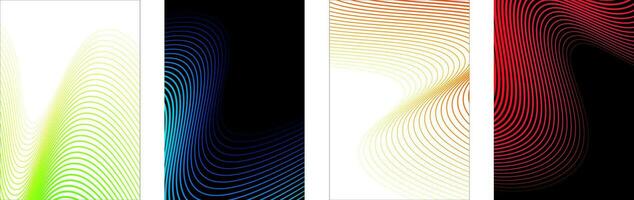 Set of abstract background, colorful gradient wavy lines, for poster, banner, cover technology. Vector illustration