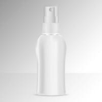 Spray bottle cosmetics mockup. Vector illustration. Blank template for your design. Dispenser spray lid package.