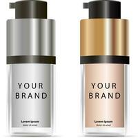 Liquid Foundation container mockup. 3d Vector Illustration. Cosmetic bottle package design isolated on white background.