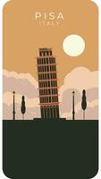 Pisa italy background tourism and travel graphic illustration vector