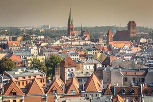 Old town skyline - aerial view from town hall tower. The medieval old town is a UNESCO World Heritage Site. photo