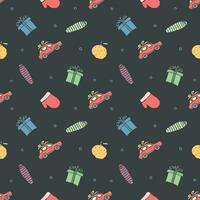 Seamless christmas pattern. New year background. Doodle illustration with christmas icons vector