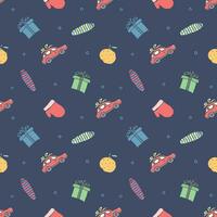 Seamless christmas pattern. New year background. Doodle illustration with christmas icons vector