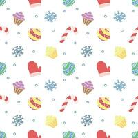 Seamless christmas pattern. New year background. Doodle illustration with christmas icons vector