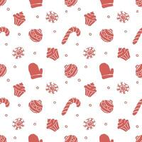 Seamless christmas pattern. New year background. Doodle illustration with christmas icons vector