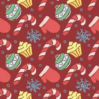 Seamless christmas pattern. New year background. Doodle illustration with christmas icons vector