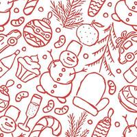 Seamless christmas pattern. New year background. Doodle illustration with christmas icons vector