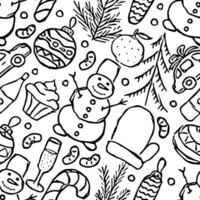 Seamless christmas pattern. New year background. Doodle illustration with christmas icons vector