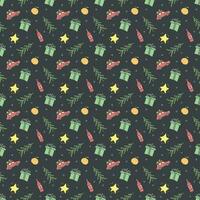 Seamless christmas pattern. New year background. Doodle illustration with christmas icons vector