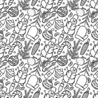 Seamless christmas pattern. New year background. Doodle illustration with christmas icons vector