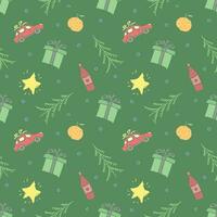 Seamless christmas pattern. New year background. Doodle illustration with christmas icons vector