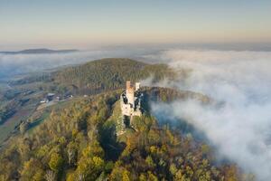 castillo checiny cerca kielce, polonia aéreo ver foto