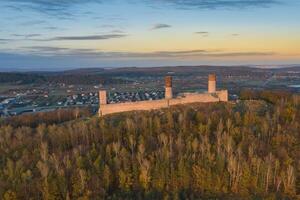 Castle Checiny near Kielce,Poland aerial view photo