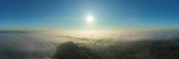 Morning fog on a summer sunrise,poland landscape photo