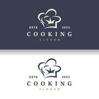 Chef Logo Design Cooking Inspiration And Chef Hat With Simple Lines For Restaurant Business Brands vector