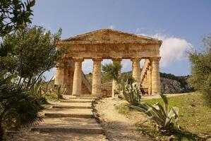 greek temple in the ancient city of Segesta, Sicily photo