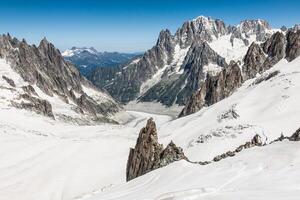 mer Delaware glaseado mar de hielo es un glaciar situado en el mont blanc macizo, en el Alpes Francia. foto