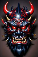 AI generated Japanese mask, oni mask, devil mask illustration photo