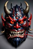 AI generated Japanese mask, oni mask, devil mask illustration photo