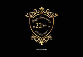 22 anniversary celebration logotype with handwriting golden color elegant design vector