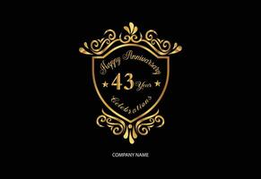 43 anniversary celebration logotype with handwriting golden color elegant design vector