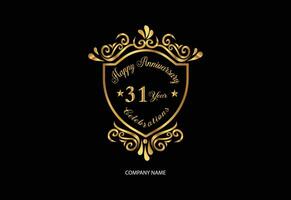 31 anniversary celebration logotype with handwriting golden color elegant design vector