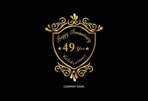 49 anniversary celebration logotype with handwriting golden color elegant design vector