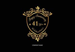 41 anniversary celebration logotype with handwriting golden color elegant design vector