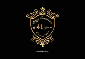 41 anniversary celebration logotype with handwriting golden color elegant design vector