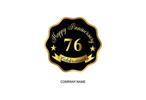 76 anniversary celebration logotype with handwriting golden color elegant design vector