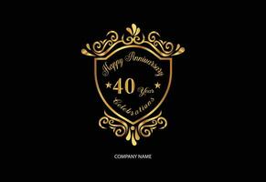 40 anniversary celebration logotype with handwriting golden color elegant design vector